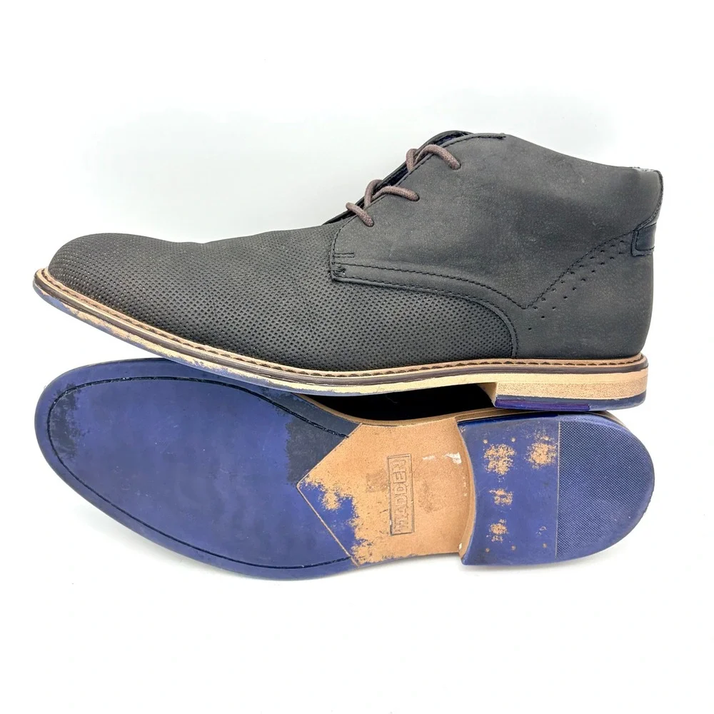 Madden for Buckle Black Perforated Desert‎ Chukka Ankle Boots Mens 10 Vegan